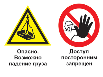 Кз 32 опасно - возможно падение груза. доступ посторонним запрещен. (пленка, 400х300 мм) - Знаки безопасности - Комбинированные знаки безопасности - Магазин охраны труда и техники безопасности stroiplakat.ru